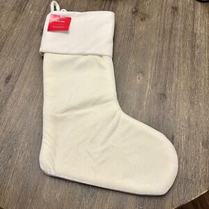 At Home Classic Christmas Stocking Ivory Off-White Holiday Decor NWT C1‎